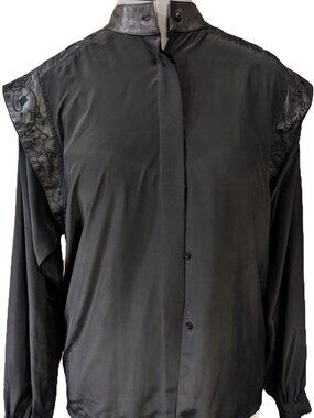 Satin and leather button up shirt